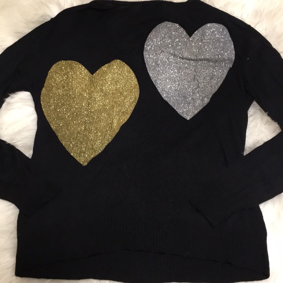 Wildfox Gold Sequin/Sparkly Heart Sweater - Picture 8 of 12